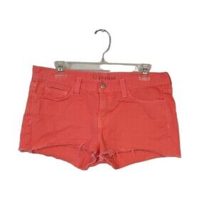 J BRAND Low Rise PASTEL CORAL Relaxed FRAYED Hem RAW HEM Jean DENIM Shorts 29